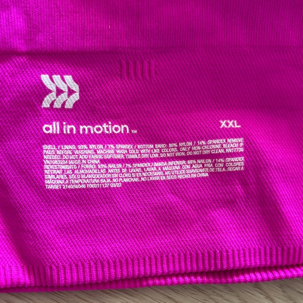 All in Motion Bright Pink Bra XXL - Picture 2 of 3